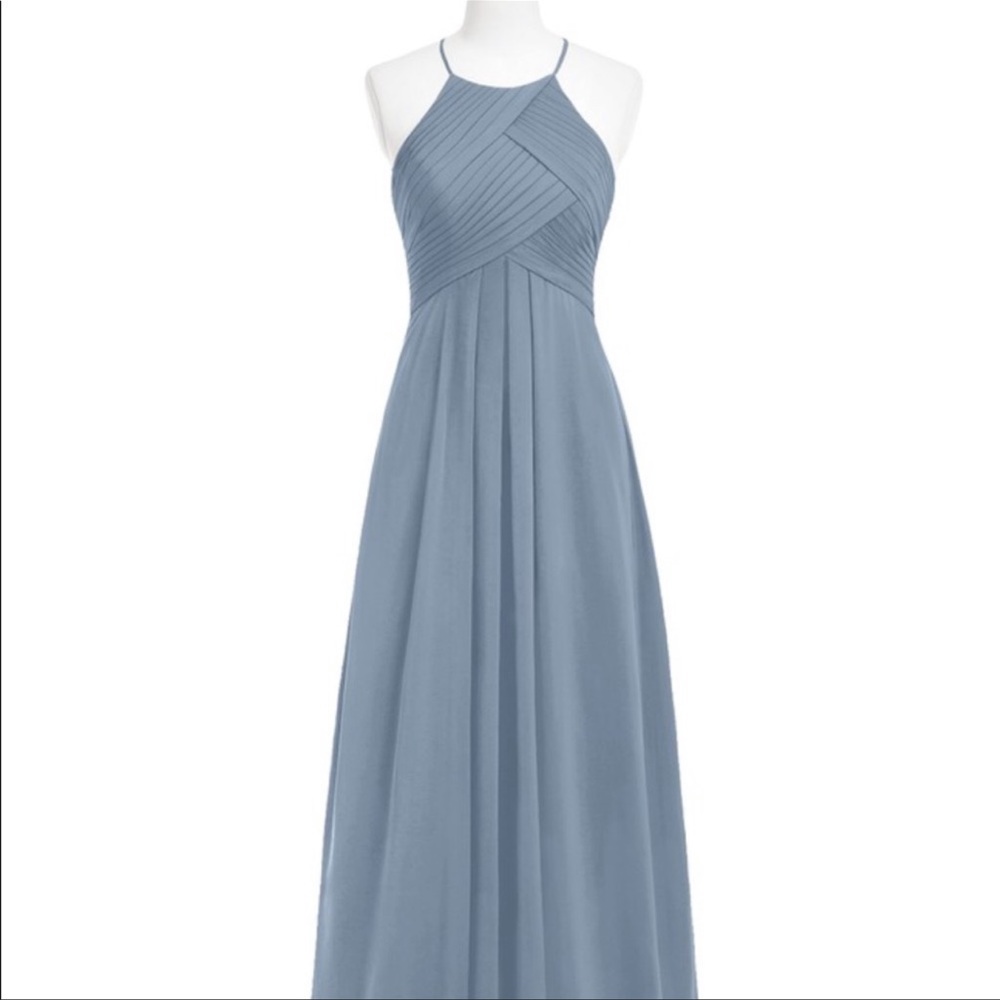 Azazie Ginger dusty blue bridesmaid dress - size 2